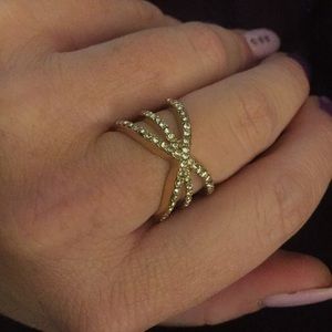 Gold and rhinestone ring